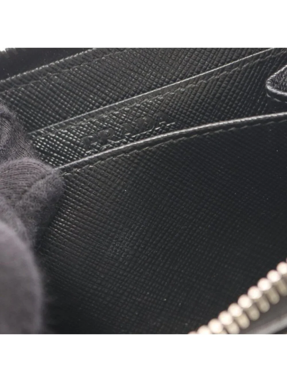 Prada Coin Purse Triangle Logo Black Saffiano Leather